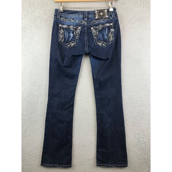 Miss Me Signature Boot Cut jean Sz 30 Rhinestones blue - Picture 1 of 12